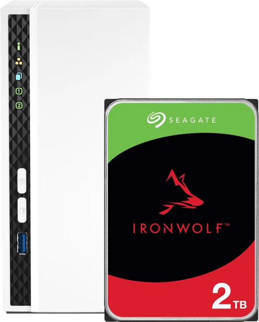 QNAP TS-233 NAS-System mit 2 TB Seagate Ironwolf Festplatte in Weiß - Bild 1