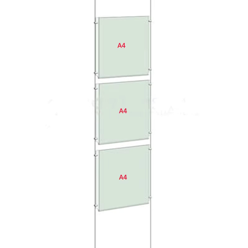 Mruiks LED-Fenster-Display-Set Silver Border VD für A4-Immobilienanzeigen mit Kabel- und Stangen-Aufhängung in Silber - Bild 2