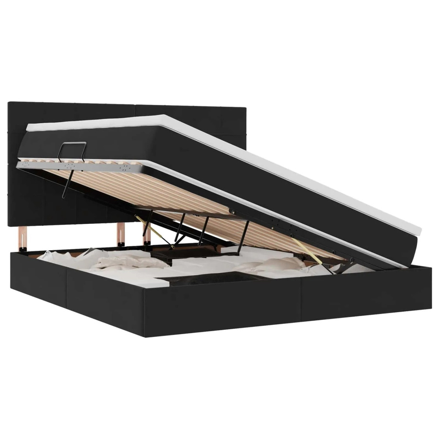 vidaXL Bett mit Stauraum und LED in Schwarz aus Samt, B/T/H: 160 x 200 x 128 cm - Bild 2