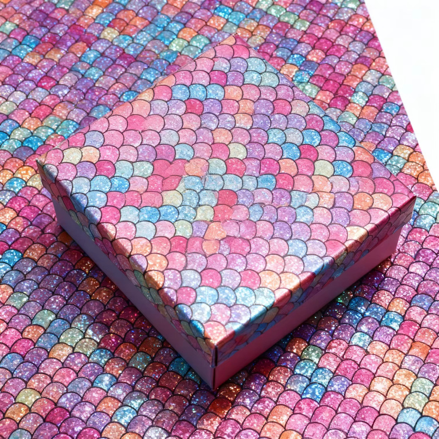 Recycelbares Meerjungfrauen-Geschenkpapier mit Fischschuppen-Design, Mehrfarbig, Breite: 43 cm, Länge: 300 cm - Bild 2