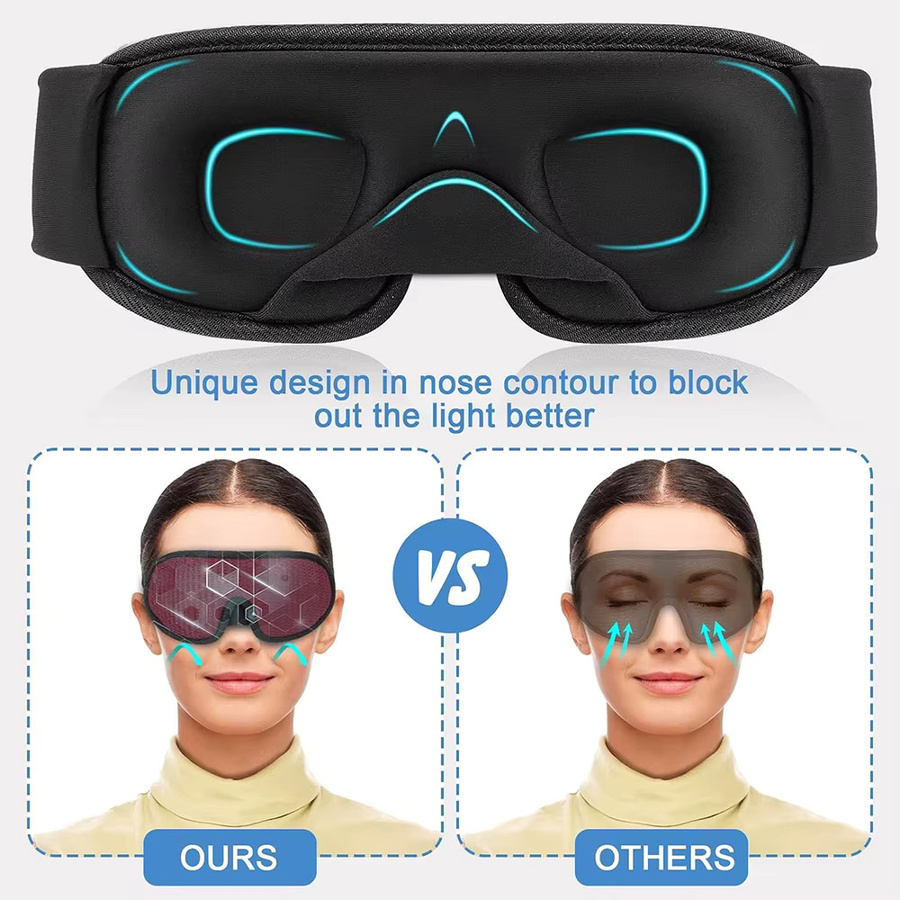 3D-Schlafmaske, Unisex, 100 % Blockout, mit verstellbarem Riemen - Bild 3