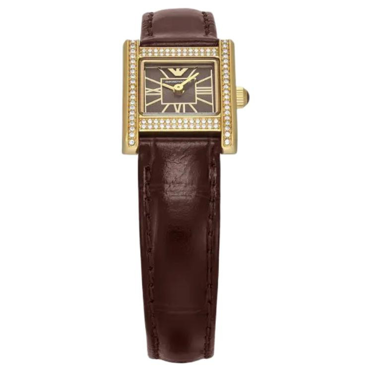 Emporio Armani Armbanduhr, Quarz, Leder, Braun, Damen - Bild 2