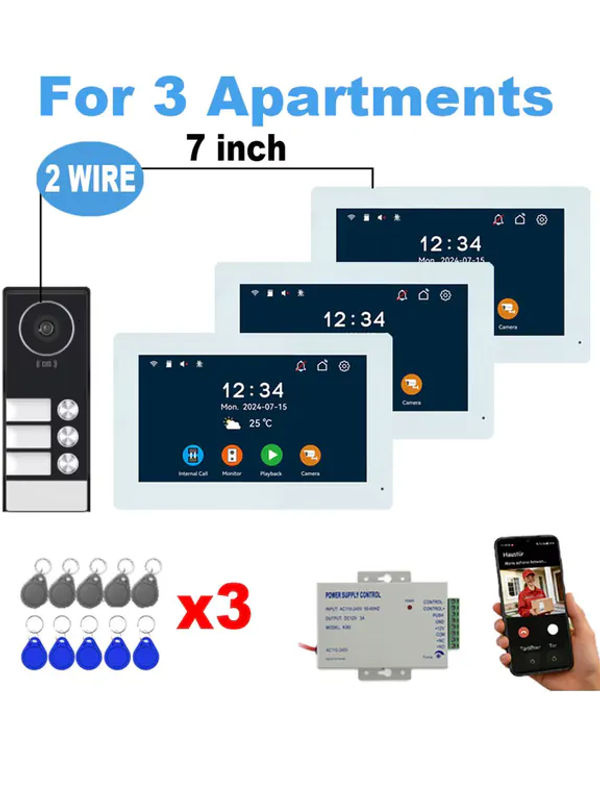 Tuya WIFI Video-Gegensprechanlage mit 7-Zoll-Touchmonitor und 2-Draht-Anschluss in Weiß - Bild 6