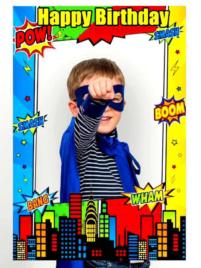 Super Hero Party Supplies, Super Hero Geburtstagsdekoration, Photo Booth Requisiten Rahmen - Bild 5