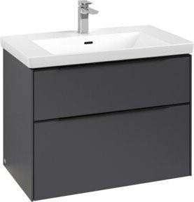 V&B Waschtischunterschrank Subway 3.0 in Blau und Grau, B/T/H: 77,2 x 47,8 x 57,6 cm - Bild 1