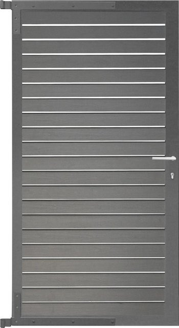 GartenLand Steckzauntor Rhombus Kopenhagen aus WPC und Aluminium in Schiefergrau Anthrazit, B: 90 cm, H: 175 cm - Bild 1
