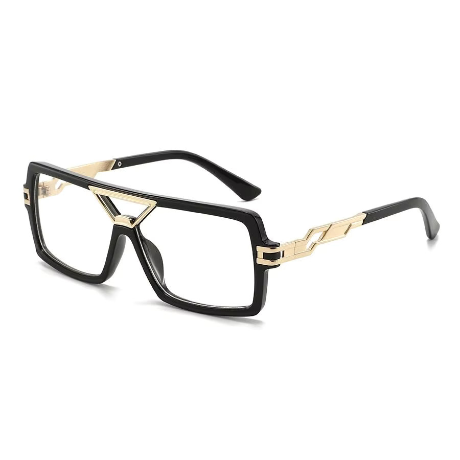 TWOOO Korrektionsbrille, quadratisch, Vollrand, Metall, Unisex, gold, black - Bild 3