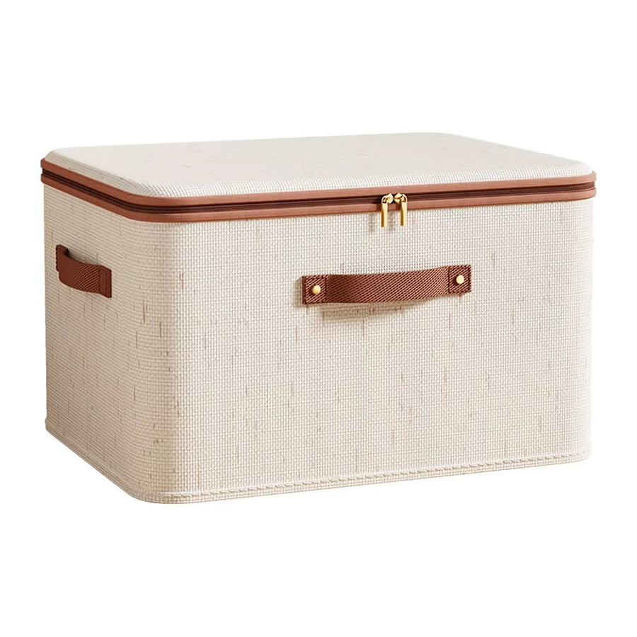 LEENKEA Faltbare Aufbewahrungsbox mit Deckel aus Stoff in Beige - Bild 2