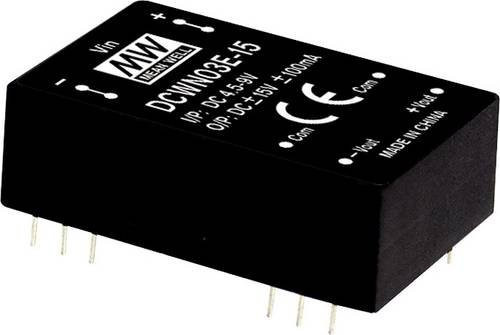 Mean Well DCWN03E-12 DC/DC-Wandlermodul Schwarz mit 2 Ausgängen, 125mA, 3W - Bild 1
