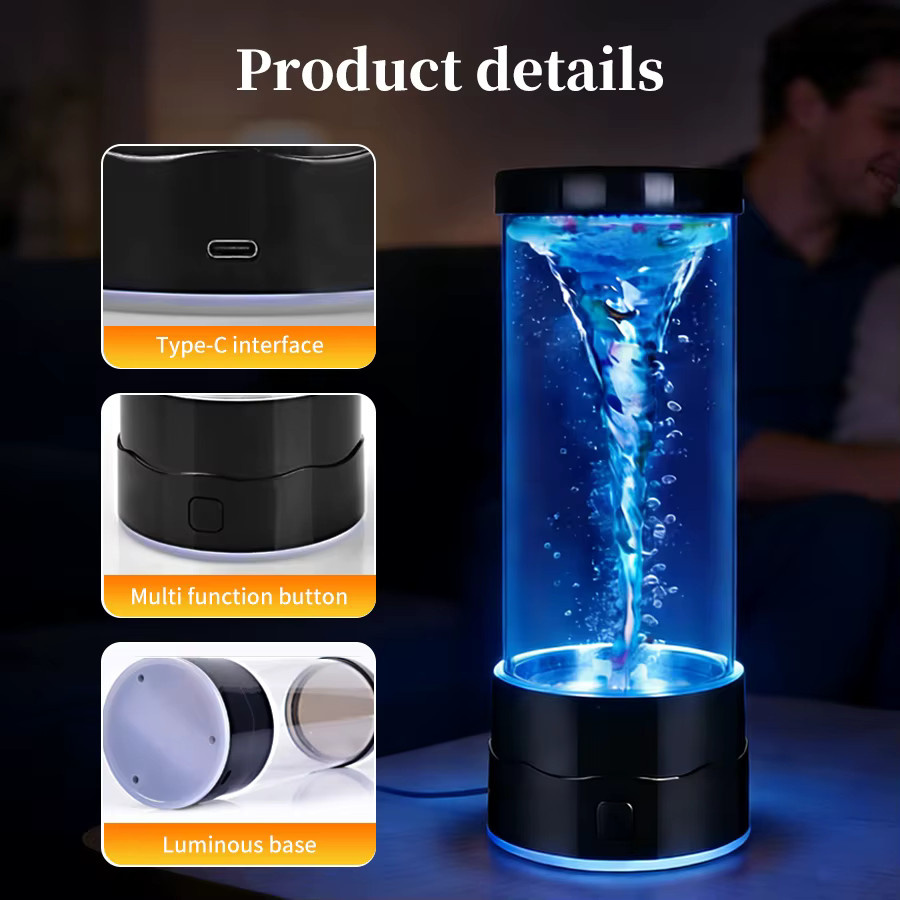 ammtoo LED Tornado-Lampe USB Mehrfarbige Wechselnde Stimmungsleuchte als Kreative Nachtbeleuchtung und Geräuschlose Dekorative Lampe in Multicolour - Bild 4
