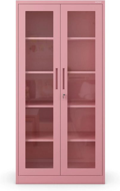 Vitrinenschrank AMELIA von JAN NOWAK in Puderrosa mit Glastüren und verstellbaren Regalböden, H x B x T: 185 x 90 x 40 cm - Bild 1