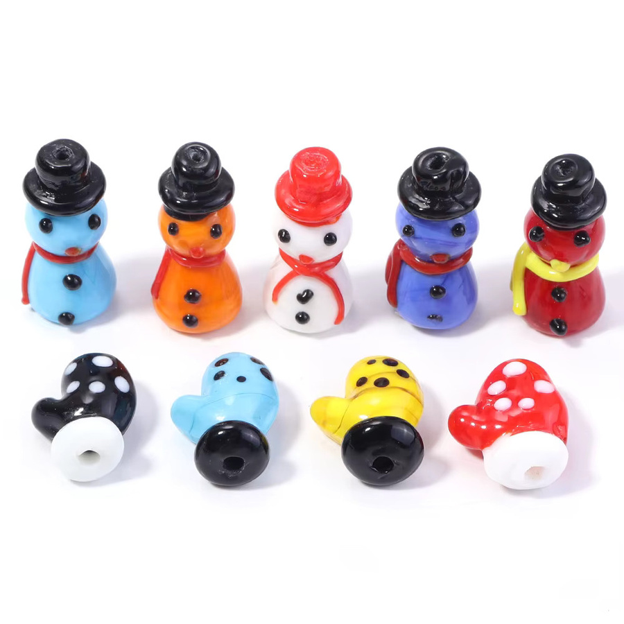 Lampwork Perlen Schneemann, Glas, 2 Stück - Bild 5