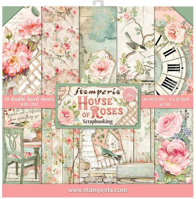 Stamperia Scrapbook-Block House of Roses in Pink und Multicolor - Bild 1