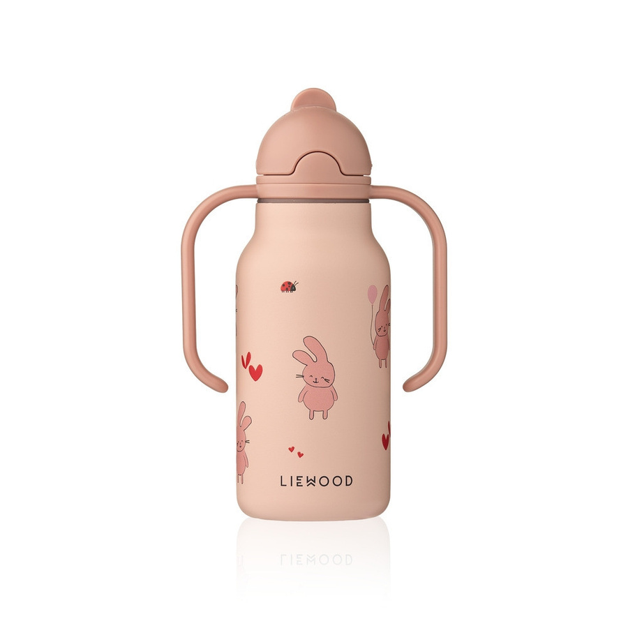 Liewood Kimmie Wasserflasche aus Edelstahl mit Strohhalm, Pink, 250 ml - Bild 1