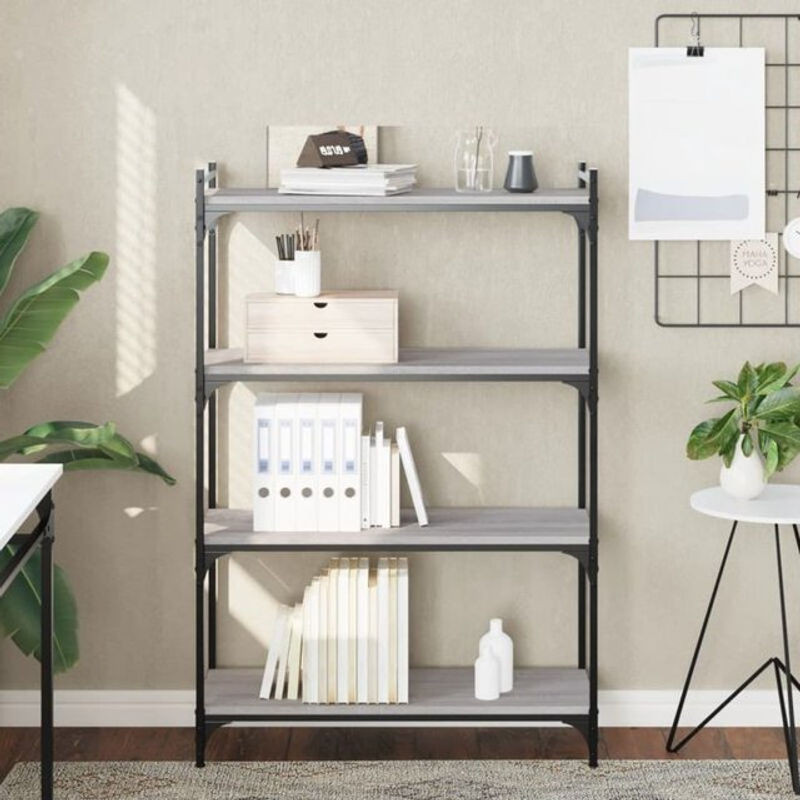 Vidaxl Bücherregal im Industrial Design aus Holzwerkstoff und Metall, Grau, B/T/H: 80 x 30 x 120 cm - Bild 1