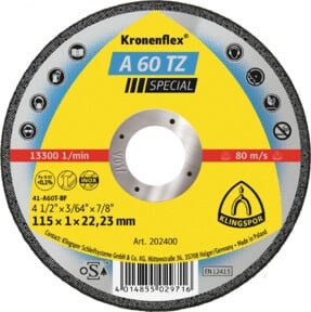 Klingspor A 60 TZ Trennscheibe für Metall in Gelb, Durchmesser: 115 mm, Dicke: 1 mm, Bohrung: 22,23 mm - Bild 1