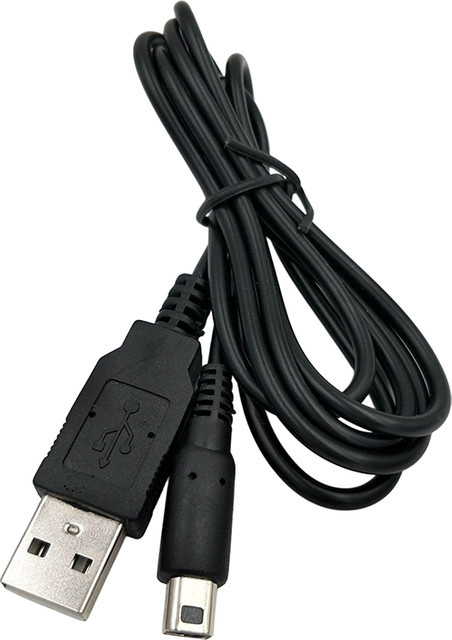 USB-Ladekabel für Nintendo DS Lite in Schwarz mit USB-A und USB-C Anschluss - Bild 1