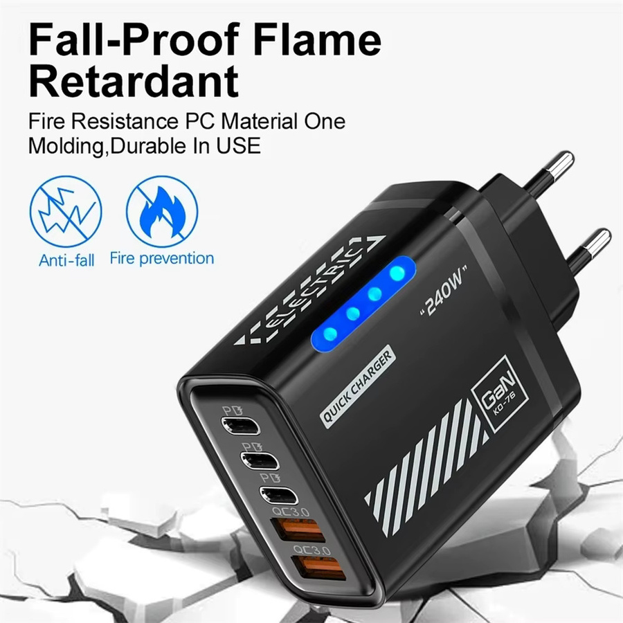 Maerknon 240W 5-in-1 GaN Multi-Port USB-C Schnellladegerät Wandadapter in Weiß - Bild 2
