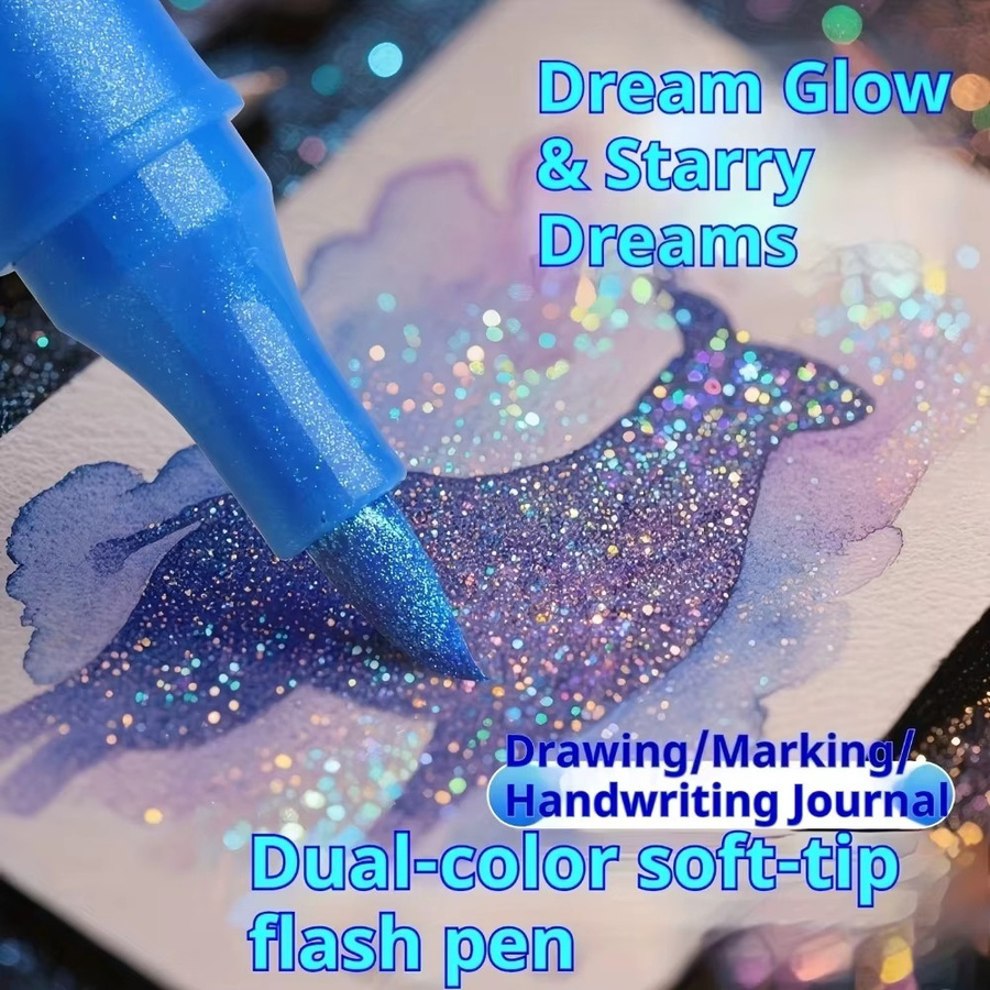 12 Stück TWBEB Kunststoff-Glittermarker mit Doppelspitzen und Fineliner-Spitze, permanent, Multicolour - Bild 4