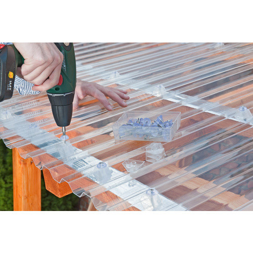 GUTTA Dachplatte aus Polycarbonat, trapezoidal, transparent, B: 104,0 cm, L: 200,0 cm, S: 0,8 cm - Bild 2