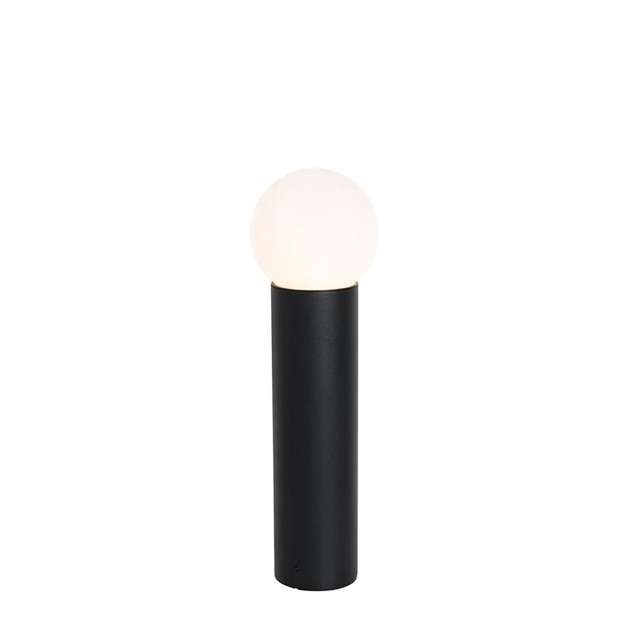 QAZQA Stehende Außenleuchte Schwarz mit Opalglas, moderne Gartenleuchte IP44 für Außenbereich und Carport, Höhe: 50 cm - Bild 2