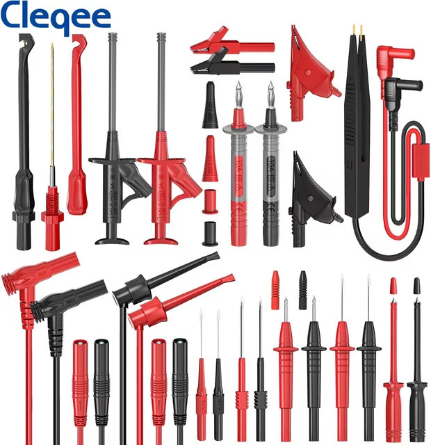 Cleqee Silikon Multimeter Messleitungen Kit mit Test Sonden, Krokodilklemmen und Messkabeln in Rot - Bild 1