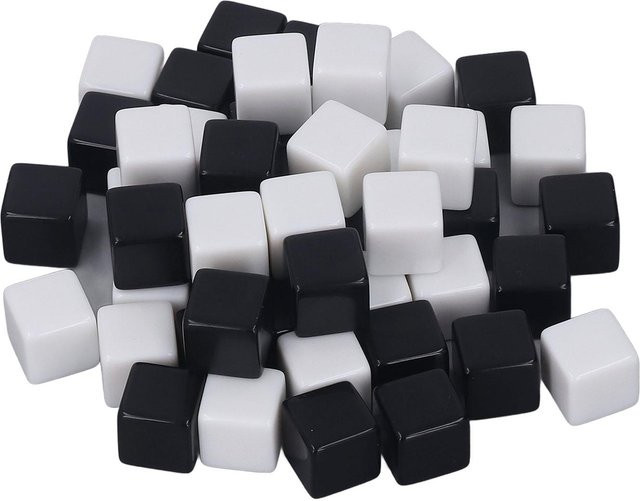Fishine Quadratische Glatte Würfel, 50-teiliges Set, Schwarz, Weiß, Bunt / Mehrfarbig - Bild 1