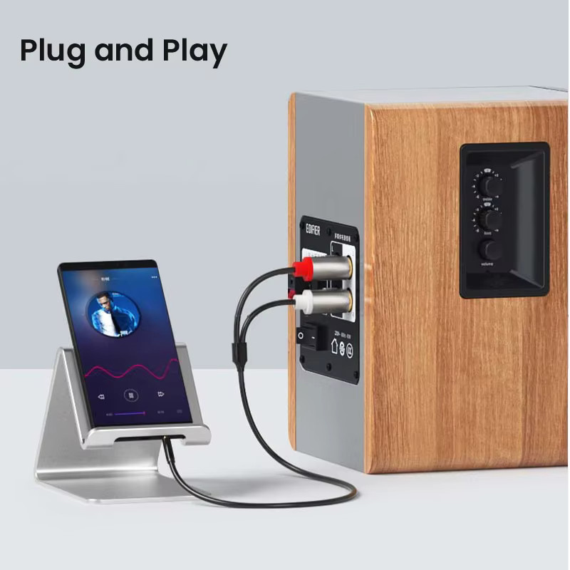 Stereo-Aux-Kabel 3,5 mm Klinke auf 2 Cinch-Adapter mit 24 Karat vergoldeten Steckern in Gold - Bild 2