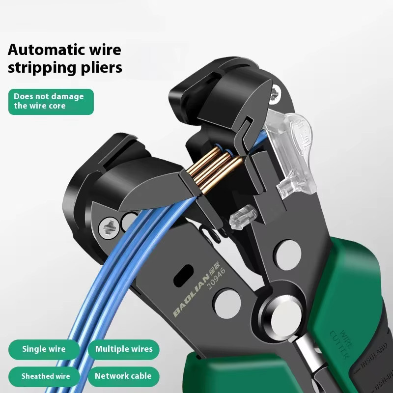 Baolian 5-in-1 Automatischer Drahtabisolierer Multitool Elektriker-Reparaturzange in Grün - Bild 3