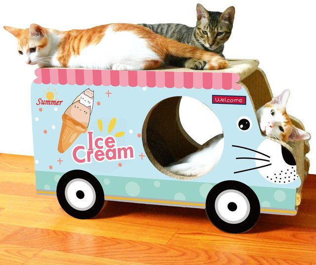 Katzenkratzmöbel in SUV-Form mit integriertem Spielzeug und Höhle von Chose One, Farbe Pink, B/T/H: 60 x 26,5 x 34 cm - Bild 1