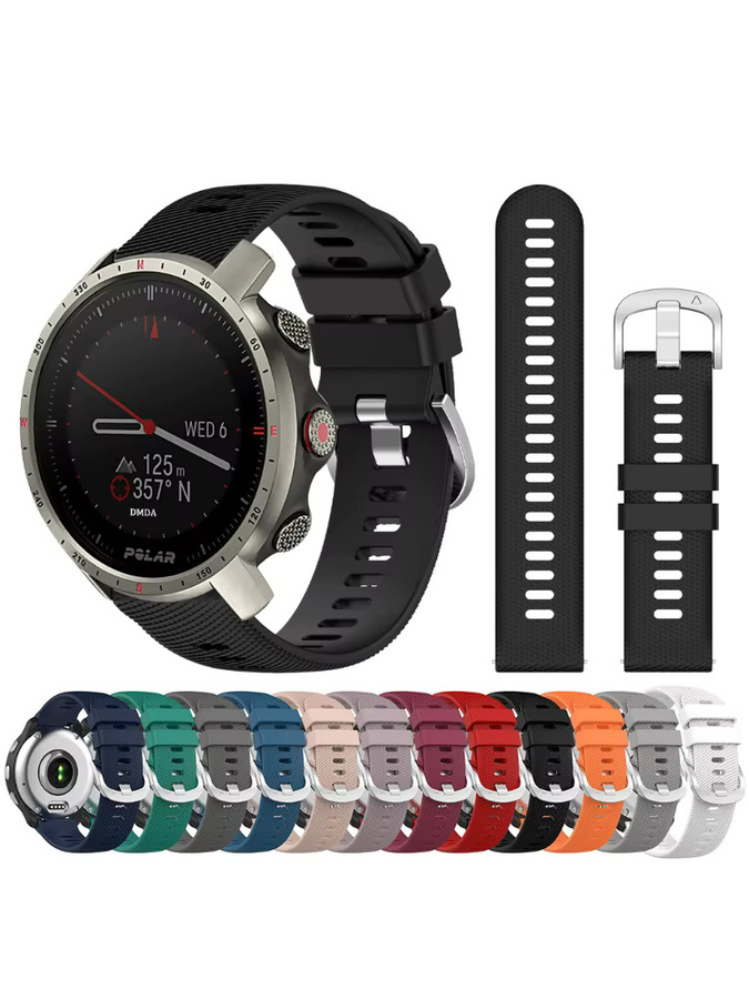 Polar Uhrenarmband Silikon, 20/22 mm, Schwarz - Bild 6
