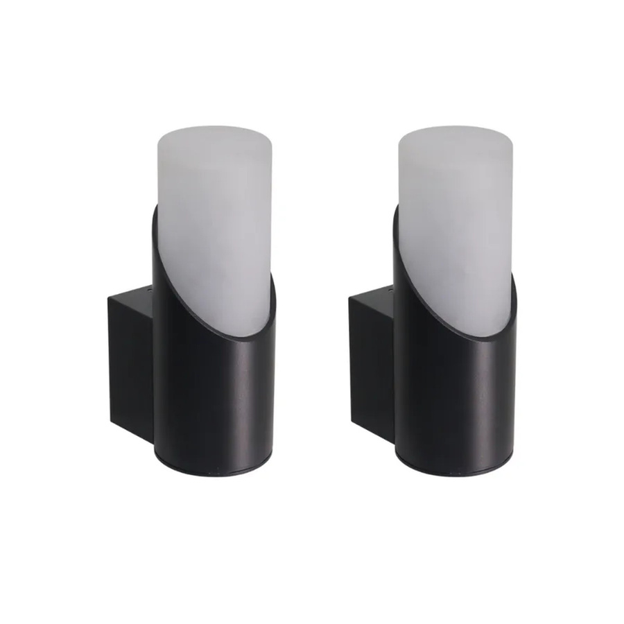 LUXULA 2er Set Moderne Wandleuchte aus Aluminium in Schwarz, IP54 Außenleuchte für Garten, Terrasse und Eingangsbereich, GU10 Up-Down Zylinderleuchte - Bild 2