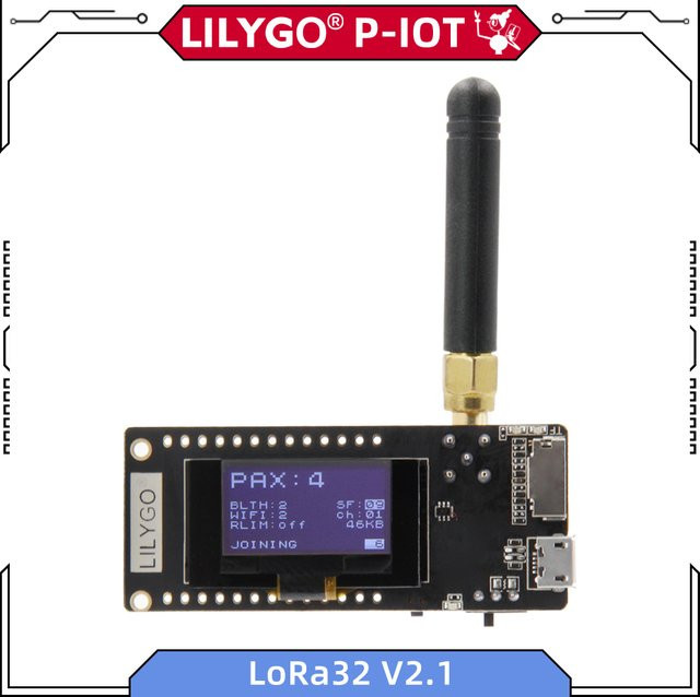 LILYGO TTGO LoRa32 V2.1 1.6.1 ESP32 LoRa Entwicklungsboard mit 0,96 Zoll OLED, TF-Karte, BLE und WiFi in Schwarz - Bild 1