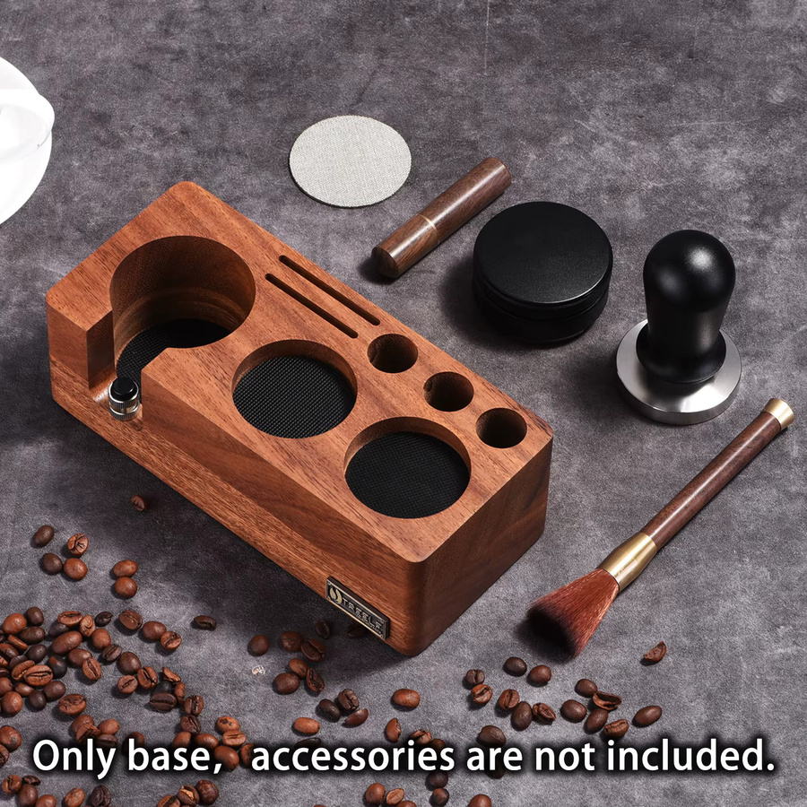 JUSTINLAU Kaffee-Tamperstation aus Holz in Braun mit Knockbox für 54mm und 58mm Espresso-Organizer - Bild 4