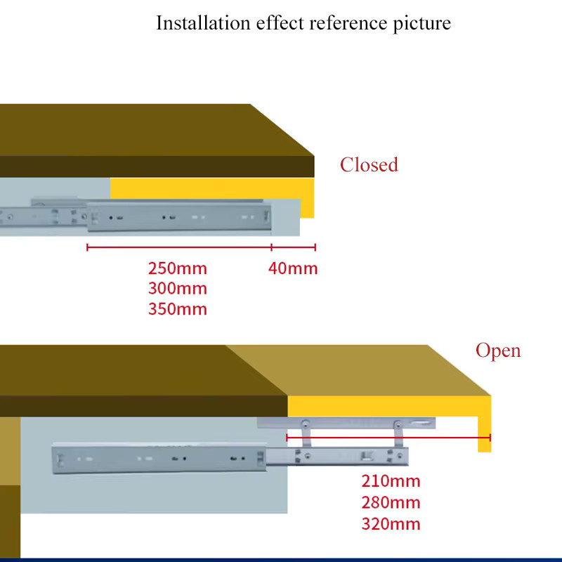 LEIBEEAN Pop-Up-Gleitschiene für ausziehbare Möbeltischplatten, Push-to-Open, Silber - Bild 2