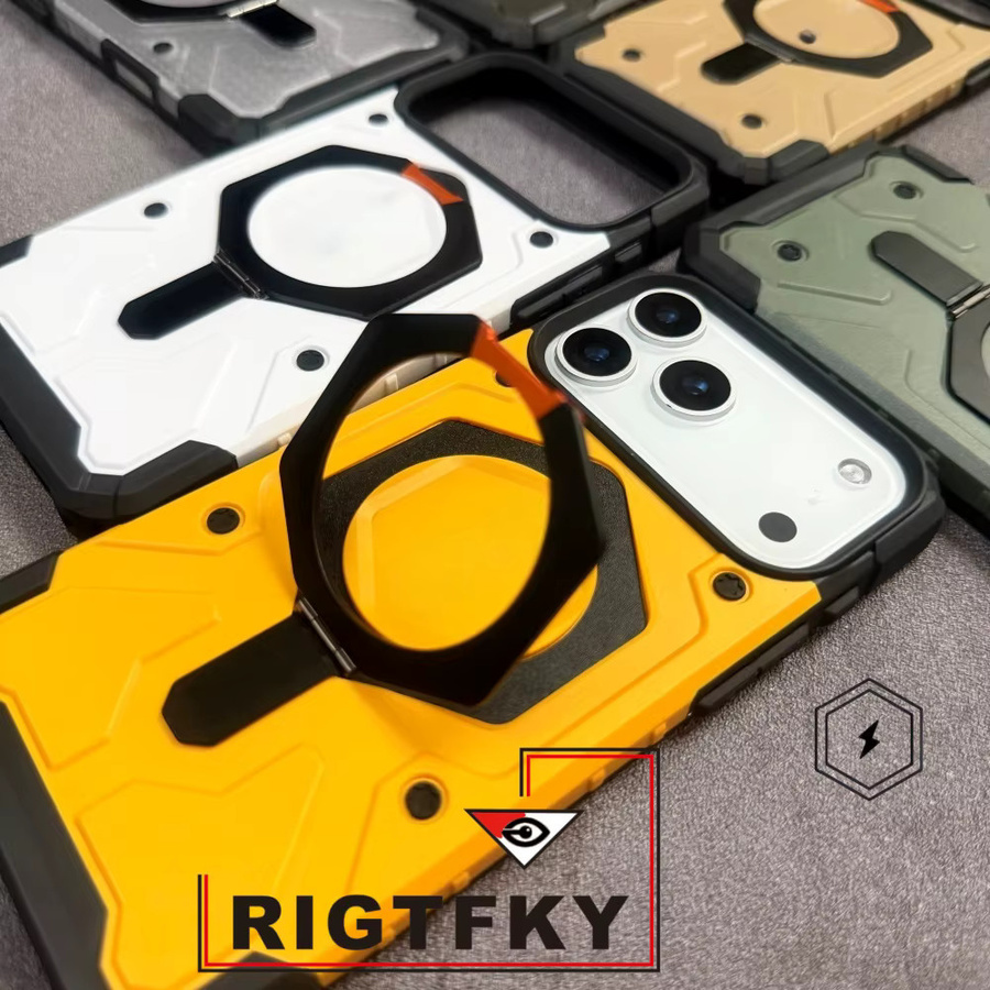 Stoßfeste Handyhülle mit magnetischem Metallständer für iPhone 12 bis iPhone 17 Air, transparent oder weiß - Bild 5