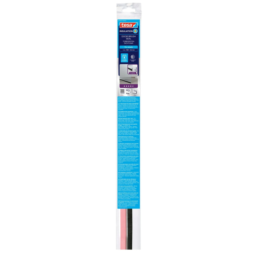 tesamoll Türdichtschiene von tesa für Textilböden, Bürste, selbstklebend, Transparent, Länge: 1 m, Breite: 4 cm - Bild 2
