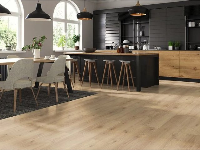Timefloor Laminat Skyline Trend Harmony Oak Light Sand Landhausdiele in Beige und Sand, wasserresistent, Holzoptik - Bild 1