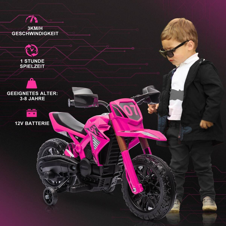 AIYAPLAY Elektro Kinder Motorrad Rosa mit Licht und Sound - Bild 4