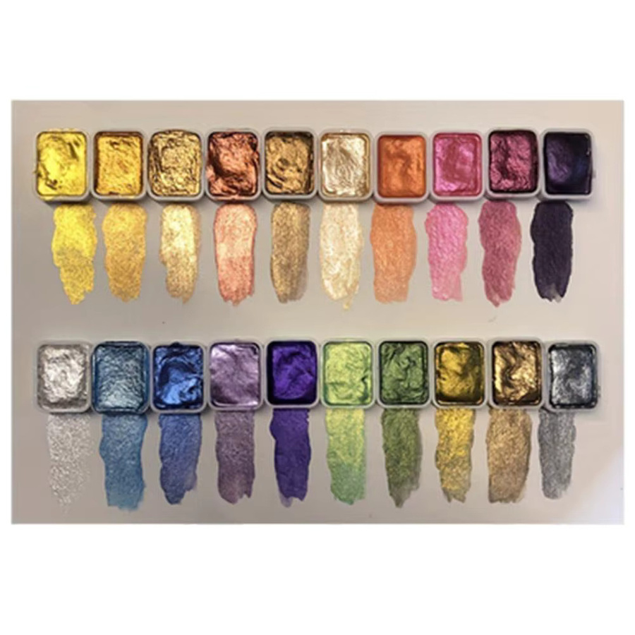 Aquarell-Malset mit 20 Farben in einer tragbaren Metallbox inklusive glitzernden Perlen für DIY-Nagelkunst und künstlerische Gestaltungen in Multicolour - Bild 6