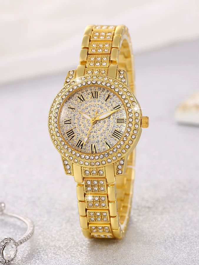 CMK Schmuck-Set, Armbanduhr Quarz, Edelstahl, Gold, Zirkonia, Damen - Bild 3