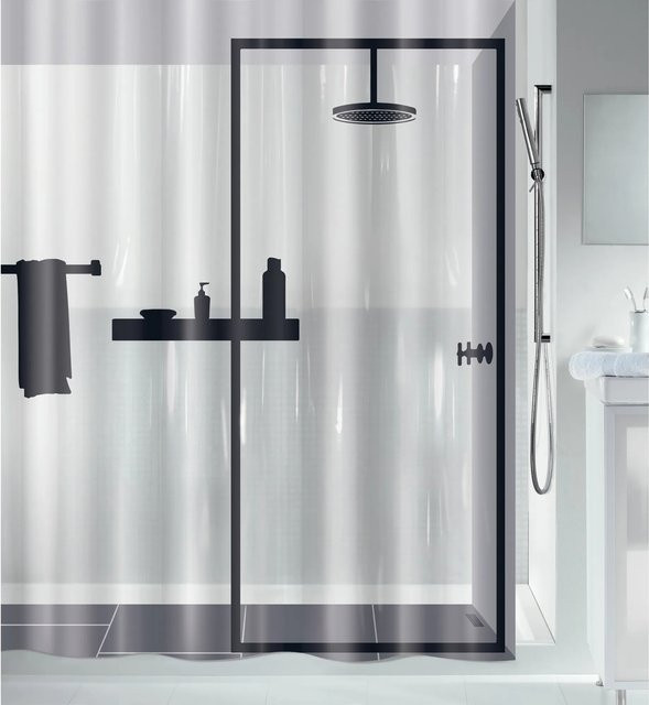 Spirella Duschvorhang Illusion Schwarz-Transparent aus PEVA, B: 180 cm, H: 200 cm - Bild 1