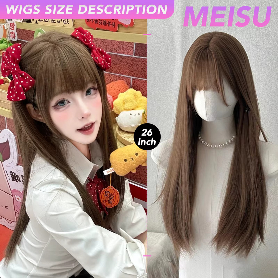 MEISU Perücke, 26 Zoll, braun, glatt, synthetische Fasern, Damen - Bild 4