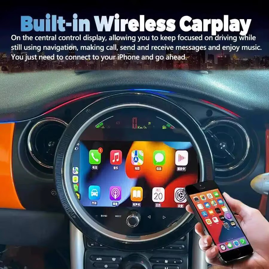 NAVIRIDER Android Autoradio mit Carplay, GPS-Navigation und Bluetooth für BMW Mini Cooper R50 R52 (2003-2007), Schwarz - Bild 2