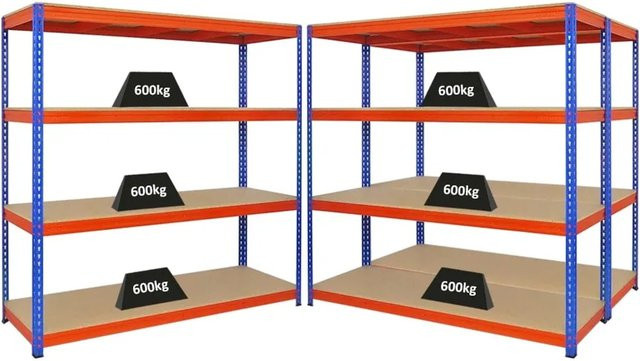 PROREGAL Bison Profi Schwerlastregal Set mit 4 Fachböden, Blau-Orange, H x B x T: 180 x 180 x 60 cm - Bild 1