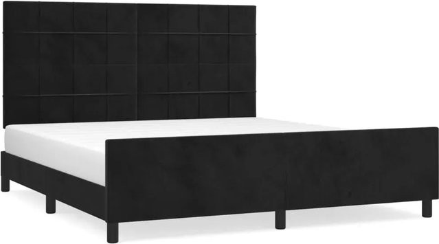 vidaXL Bettgestell mit Kopfteil in Schwarz aus Samt, B/T/H: 160 x 200 x 128 cm - Bild 1