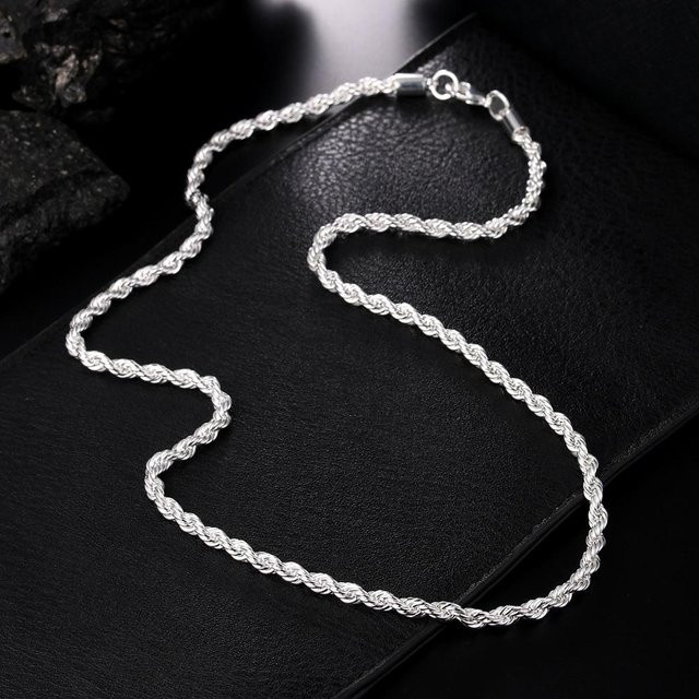 Halskette 925 Sterlingsilber, gedrehte Seilkette, 55cm, black, Unisex - Bild 1