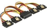 Delock SATA Stromversorgungskabel 15-Pin Stecker auf 4x 15-Pin Buchse, schwarz/multicolour - Bild 1