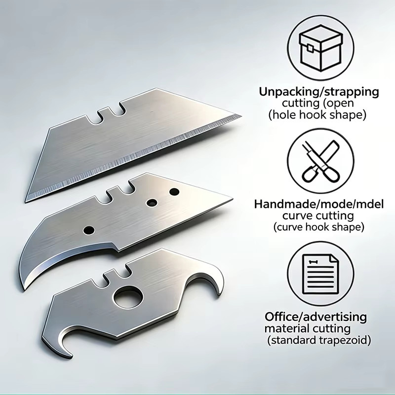 Deli 10er Set Ersatzklingen aus Kohlenstoffstahl in Silber, trapezförmige Klappklingen für Taschenmesser und DIY-Projekte - Bild 6