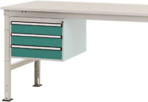 Manuflex ZB4617.0001 Gehäuse-Unterbau Mobil aus Stahl mit 3 Schubfächern, Nutzhöhe: 30 cm, für Tischtiefe: 120 cm, Farbe: grau/weiß - Bild 1